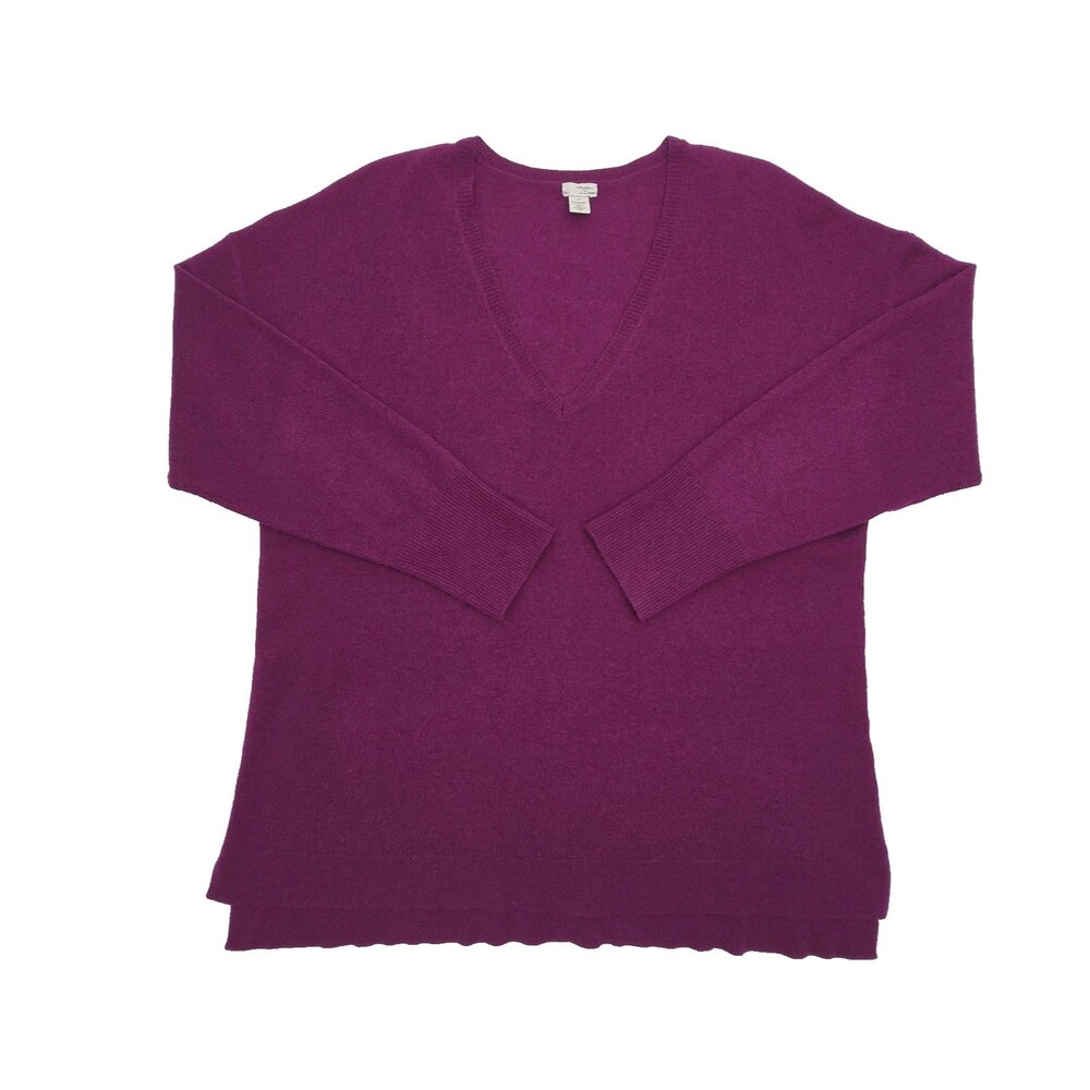 Halogen 100% Cashmere Sweater Purple V-Neck Women Plus 2X Tunic Long Sleeve